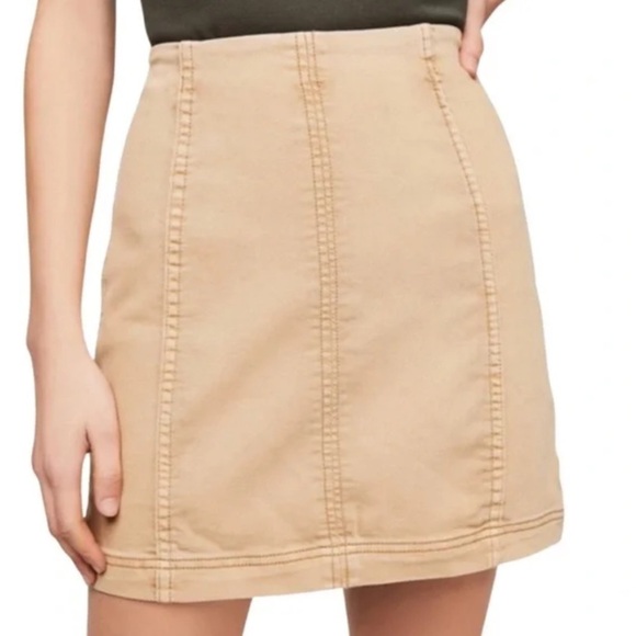 Free People Dresses & Skirts - FREE PEOPLE MODERN FEMME KHAKI MINI SKIRT TRENDING BRAND NEW POPULAR BRAND